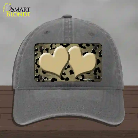 Gold Black Cheetah Hearts Oil Rubbed Novelty License Plate Hat Unconstructed Cotton / Charcoal