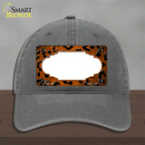 Orange Black Cheetah Scallop Oil Rubbed Novelty License Plate Hat Unconstructed Cotton / Charcoal