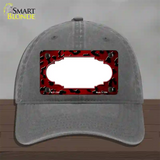 Red Black Cheetah Scallop Oil Rubbed Novelty License Plate Hat Unconstructed Cotton / Charcoal