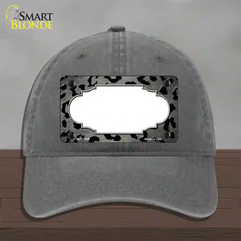 Gray Black Cheetah Scallop Oil Rubbed Novelty License Plate Hat Unconstructed Cotton / Charcoal