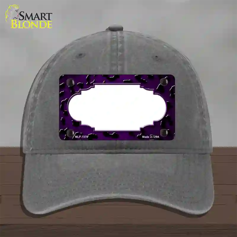 Purple Black Cheetah Scallop Oil Rubbed Novelty License Plate Hat Unconstructed Cotton / Charcoal