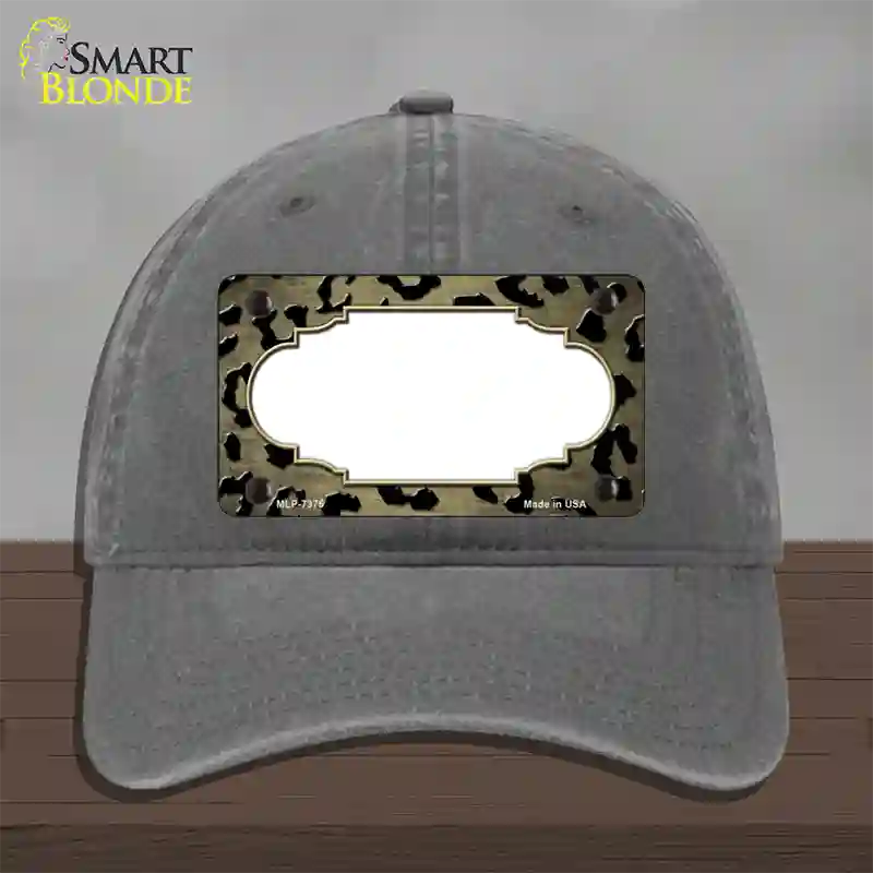 Gold Black Cheetah Scallop Oil Rubbed Novelty License Plate Hat Unconstructed Cotton / Charcoal