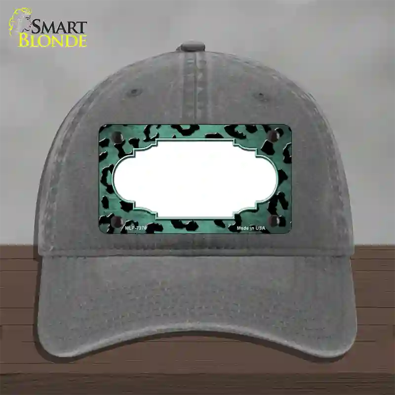 Mint Black Cheetah Scallop Oil Rubbed Novelty License Plate Hat Unconstructed Cotton / Charcoal