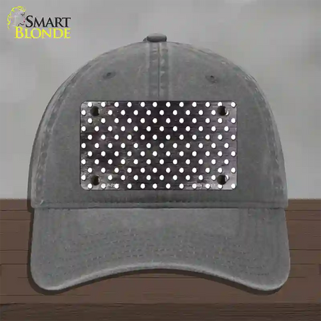 Black White Small Dots Oil Rubbed Novelty License Plate Hat Unconstructed Cotton / Charcoal