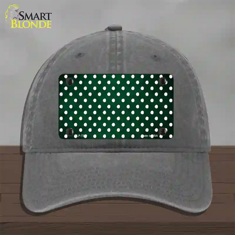 Green White Small Dots Oil Rubbed Novelty License Plate Hat Unconstructed Cotton / Charcoal