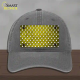 Yellow White Small Dots Oil Rubbed Novelty License Plate Hat Unconstructed Cotton / Charcoal