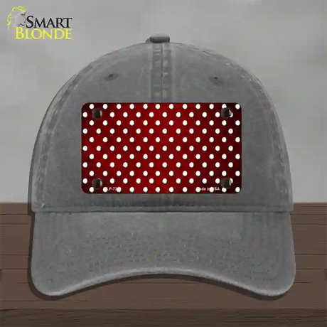 Red White Small Dots Oil Rubbed Novelty License Plate Hat Unconstructed Cotton / Charcoal