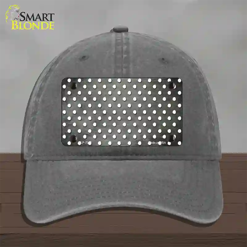 Gray White Small Dots Oil Rubbed Novelty License Plate Hat Unconstructed Cotton / Charcoal