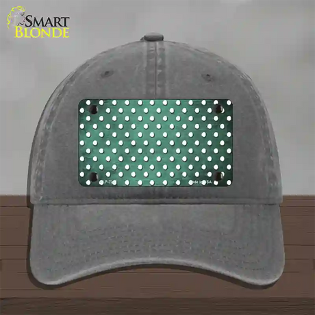 Mint White Small Dots Oil Rubbed Novelty License Plate Hat Unconstructed Cotton / Charcoal