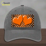 Orange White Small Dots Hearts Oil Rubbed Novelty License Plate Hat Unconstructed Cotton / Charcoal