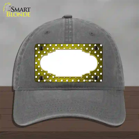 Yellow White Small Dots Scallop Oil Rubbed Novelty License Plate Hat Unconstructed Cotton / Charcoal