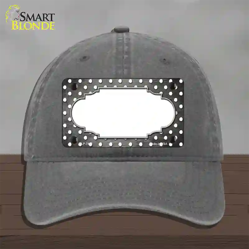 Gray White Small Dots Scallop Oil Rubbed Novelty License Plate Hat Unconstructed Cotton / Charcoal