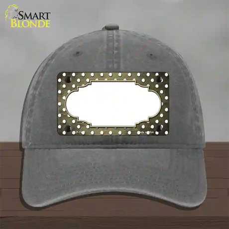 Gold White Small Dots Scallop Oil Rubbed Novelty License Plate Hat Unconstructed Cotton / Charcoal