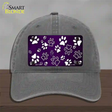 Purple White Paw Oil Rubbed Novelty License Plate Hat Unconstructed Cotton / Charcoal