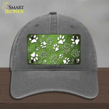 Lime Green White Paw Oil Rubbed Novelty License Plate Hat Unconstructed Cotton / Charcoal