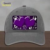 Paw Heart Purple White Novelty License Plate Hat Unconstructed Cotton / Charcoal