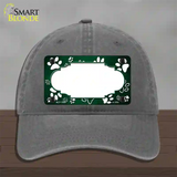 Paw Scallop Green White Novelty License Plate Hat Unconstructed Cotton / Charcoal