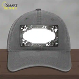 Paw Scallop Gray White Novelty License Plate Hat Unconstructed Cotton / Charcoal