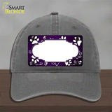 Paw Scallop Purple White Novelty License Plate Hat Unconstructed Cotton / Charcoal