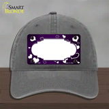 Purple White Love Scallop Oil Rubbed Novelty License Plate Hat Unconstructed Cotton / Charcoal