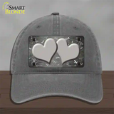 Gray White Dragonfly Hearts Oil Rubbed Novelty License Plate Hat Unconstructed Cotton / Charcoal