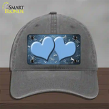 Light Blue White Dragonfly Hearts Oil Rubbed Novelty License Plate Hat Unconstructed Cotton / Charcoal