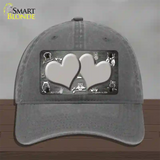 Gray White Owl Hearts Oil Rubbed Novelty License Plate Hat Unconstructed Cotton / Charcoal