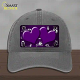 Purple White Owl Hearts Oil Rubbed Novelty License Plate Hat Unconstructed Cotton / Charcoal