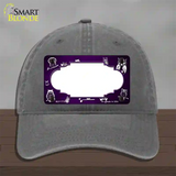 Purple White Owl Scallop Oil Rubbed Novelty License Plate Hat Unconstructed Cotton / Charcoal