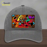 Orange Splatter Oil Rubbed Novelty License Plate Hat Unconstructed Cotton / Charcoal