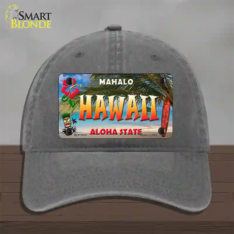 Hawaii State Novelty License Plate Hat Unconstructed Cotton / Charcoal