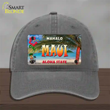 Maui Hawaii State Novelty License Plate Hat Unconstructed Cotton / Charcoal