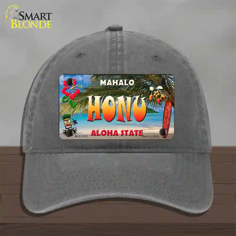 Honu Hawaii State Novelty License Plate Hat Unconstructed Cotton / Charcoal