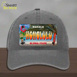 Honolulu Hawaii State Novelty License Plate Hat Unconstructed Cotton / Charcoal