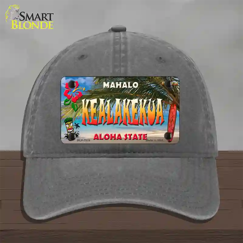 Kealakekua Hawaii State Novelty License Plate Hat Unconstructed Cotton / Charcoal