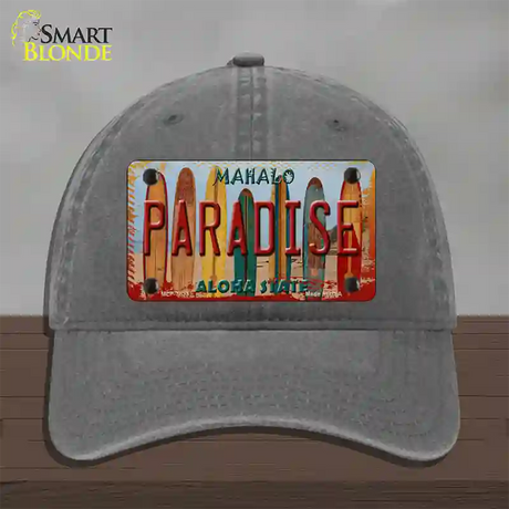 Paradise Surfboards Hawaii State Novelty License Plate Hat Unconstructed Cotton / Charcoal