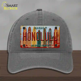 Honolulu Surfboards Hawaii State Novelty License Plate Hat Unconstructed Cotton / Charcoal