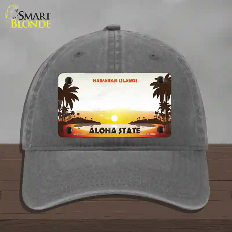 Hawaiian Islands Hawaii Blank State Novelty License Plate Hat Unconstructed Cotton / Charcoal