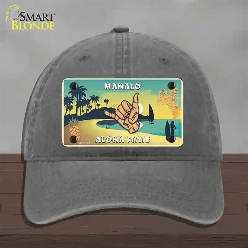 Hang Loose Hawaii Pineapple Novelty License Plate Hat Unconstructed Cotton / Charcoal