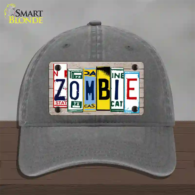 Zombie License Plate Art Wood Novelty License Plate Hat Unconstructed Cotton / Charcoal