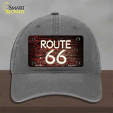 Route 66 Neon Brick Novelty License Plate Hat Unconstructed Cotton / Charcoal