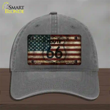 Route 66 American Flag Transparent Novelty License Plate Hat Unconstructed Cotton / Charcoal