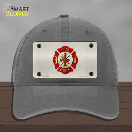 Fire Department Novelty License Plate Hat Unconstructed Cotton / Charcoal