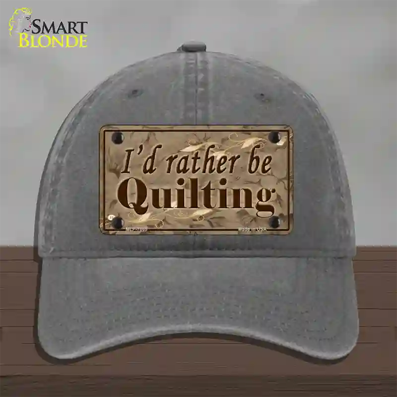 Id Rather Be Quilting Novelty License Plate Hat Unconstructed Cotton / Charcoal