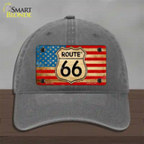 Route 66 American Flag Novelty License Plate Hat Unconstructed Cotton / Charcoal