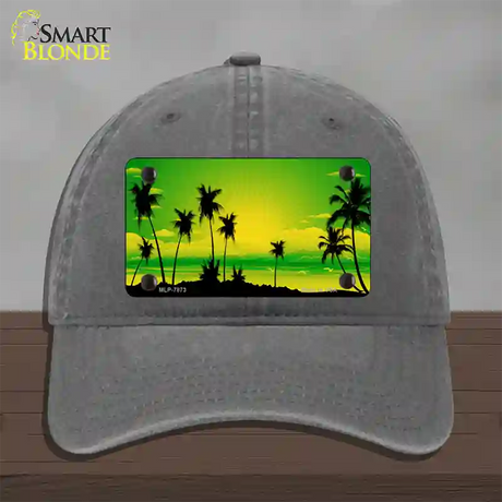 Sunset Yellow Green Novelty License Plate Hat Unconstructed Cotton / Charcoal