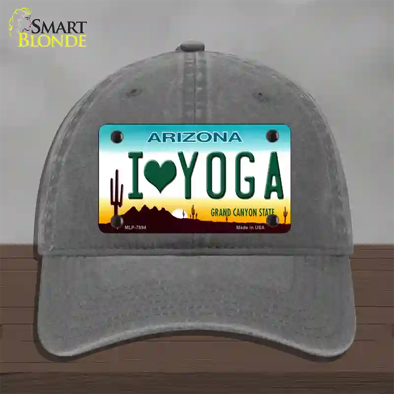 I Love Yoga Novelty License Plate Hat Unconstructed Cotton / Charcoal