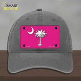 South Carolina Flag Pink Novelty License Plate Hat Unconstructed Cotton / Charcoal