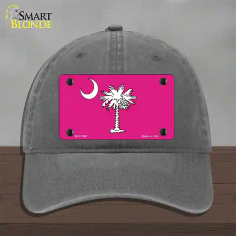 South Carolina Flag Pink Novelty License Plate Hat Unconstructed Cotton / Charcoal