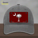 South Carolina Flag Burgundy Novelty License Plate Hat Unconstructed Cotton / Charcoal